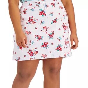 Karen Scott Floral Print White Skort NWT Size 16